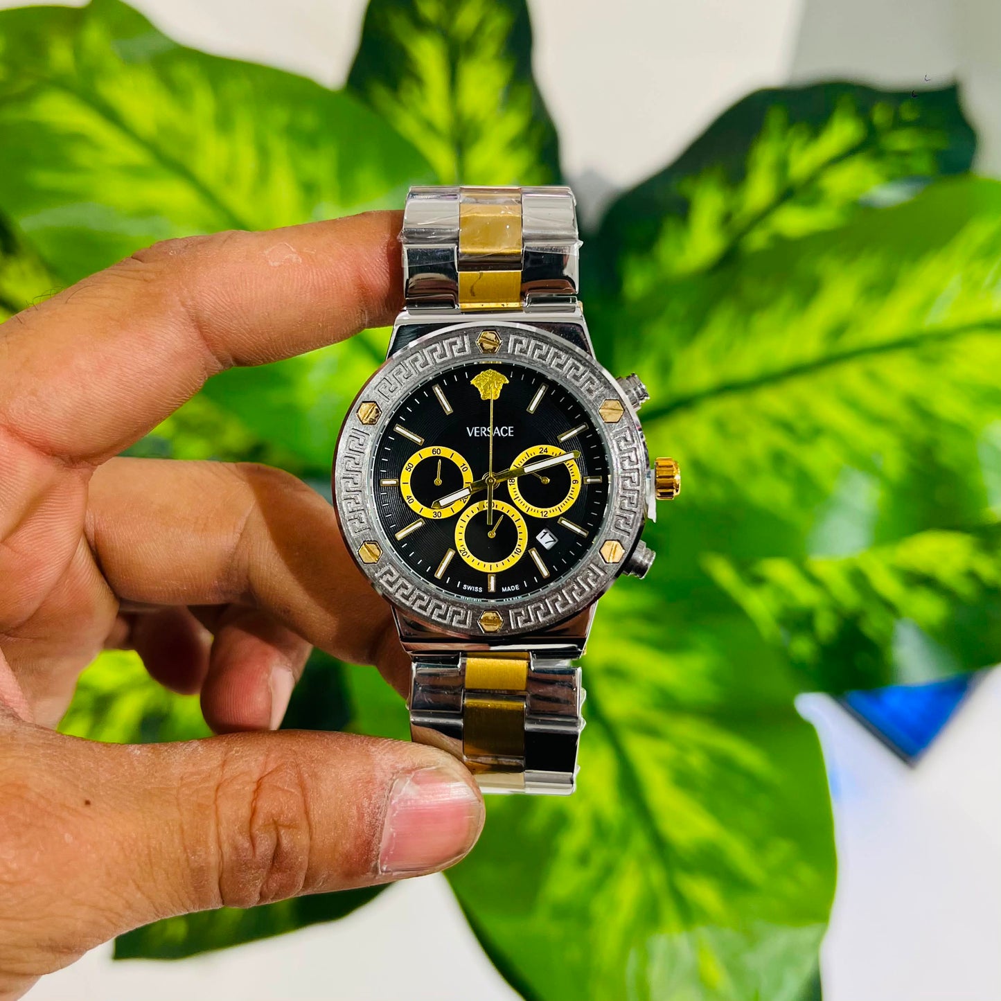Watch versace silver gold black