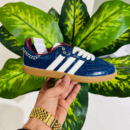 Shoes adidas leather Wales Bonner x adidas Samba OG 'Croc - Collegiate Navy' blue
