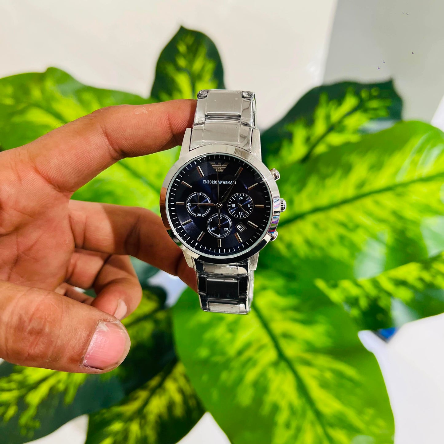 Watch armani silver blue