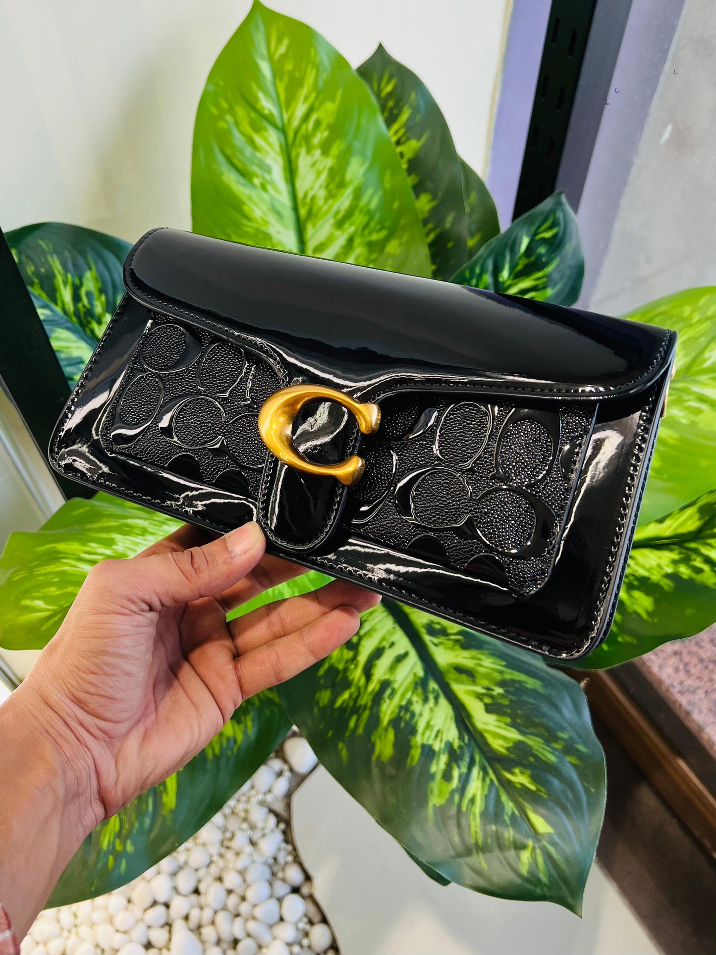 Ladies bag coach all black print