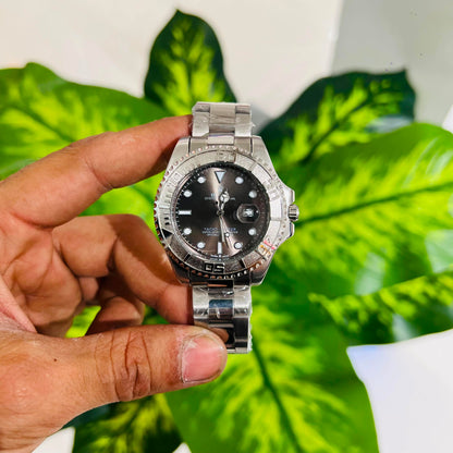 Watch rolex silver dark grey