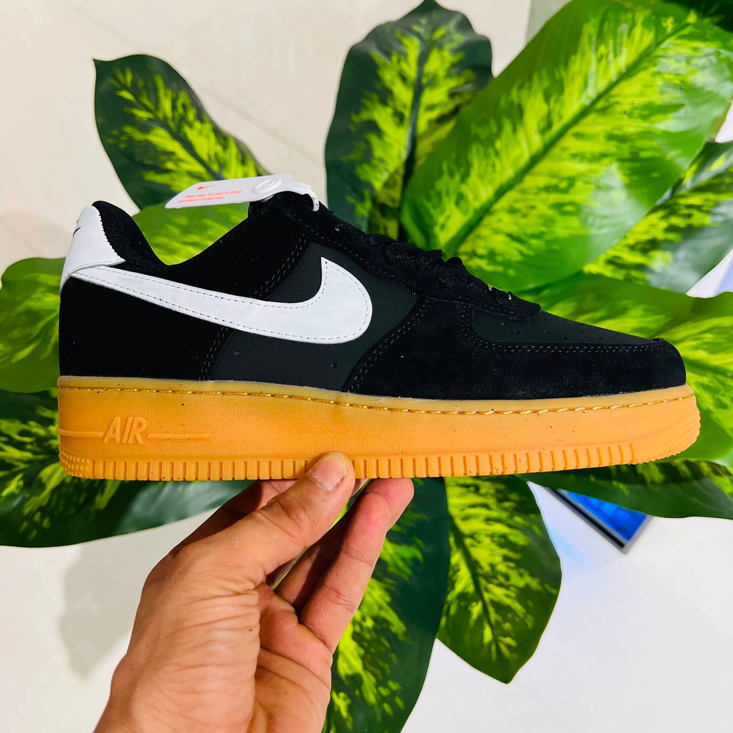 Shoes nike airforce 1 black tan white suede leather