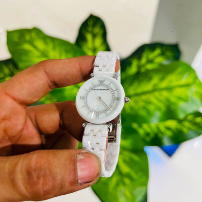 Girls watch armani white ceramic