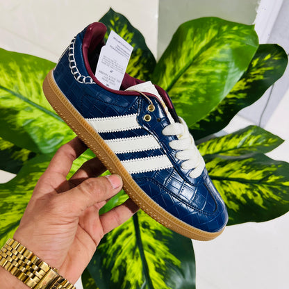 Shoes adidas leather Wales Bonner x adidas Samba OG 'Croc - Collegiate Navy' blue