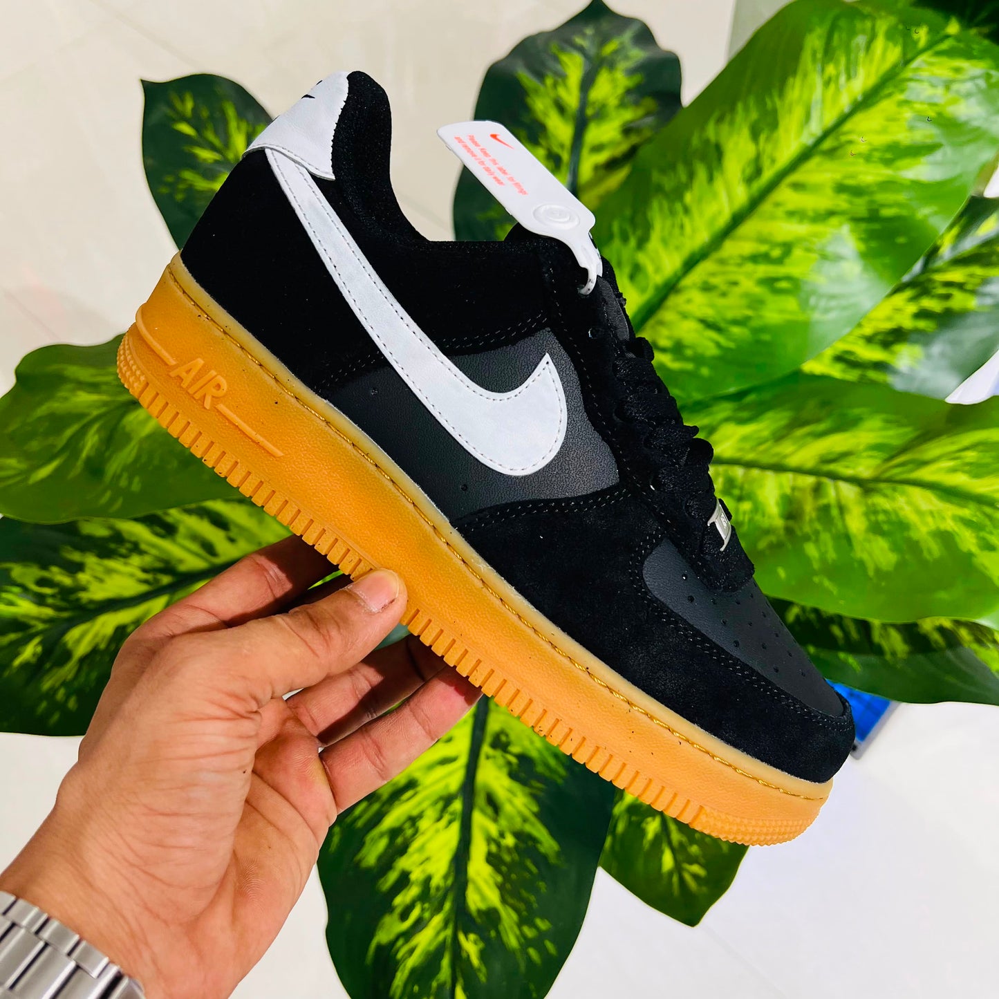 Shoes nike airforce 1 black tan white suede leather