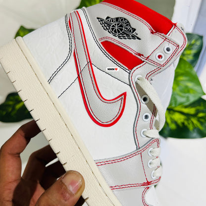 Shoes nike air jordan 1 off white red graphics british white cream