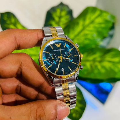 Watch armani silver gold blue
