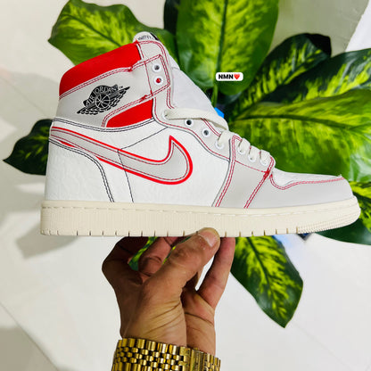 Shoes nike air jordan 1 off white red graphics british white cream