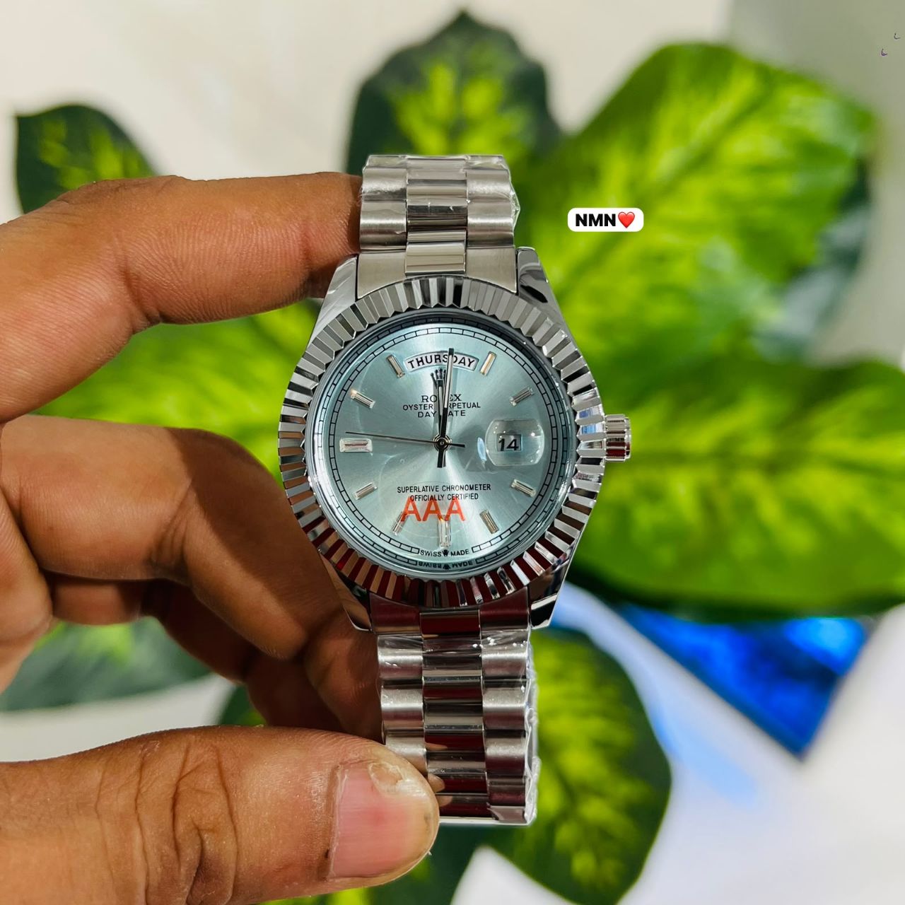 Watch rolex silver mutation blue