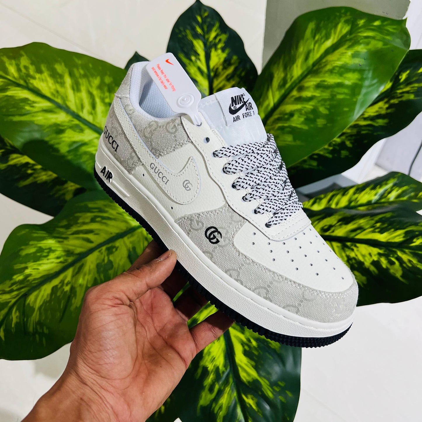 Shoes nike airforce 1 x gucci off white silver light white