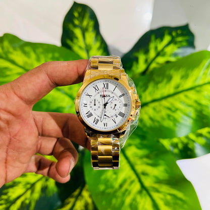 Watch fossil gold white