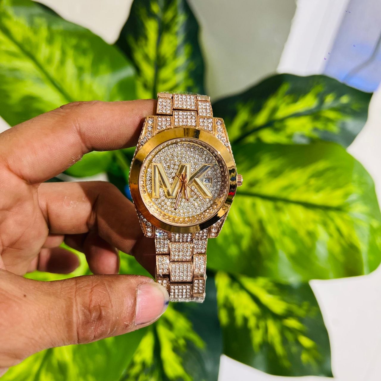 Watch mk rose gold gemstone
