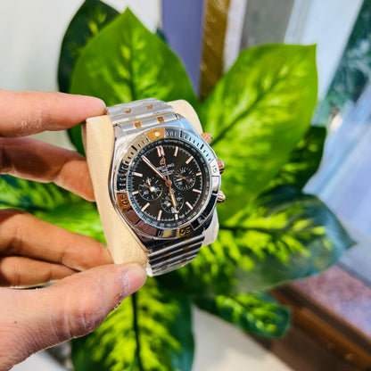 Watch breitling silver black