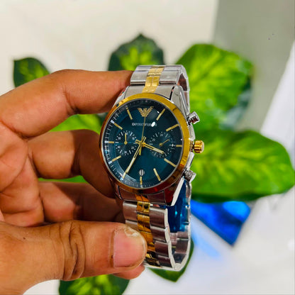 Watch armani silver gold blue