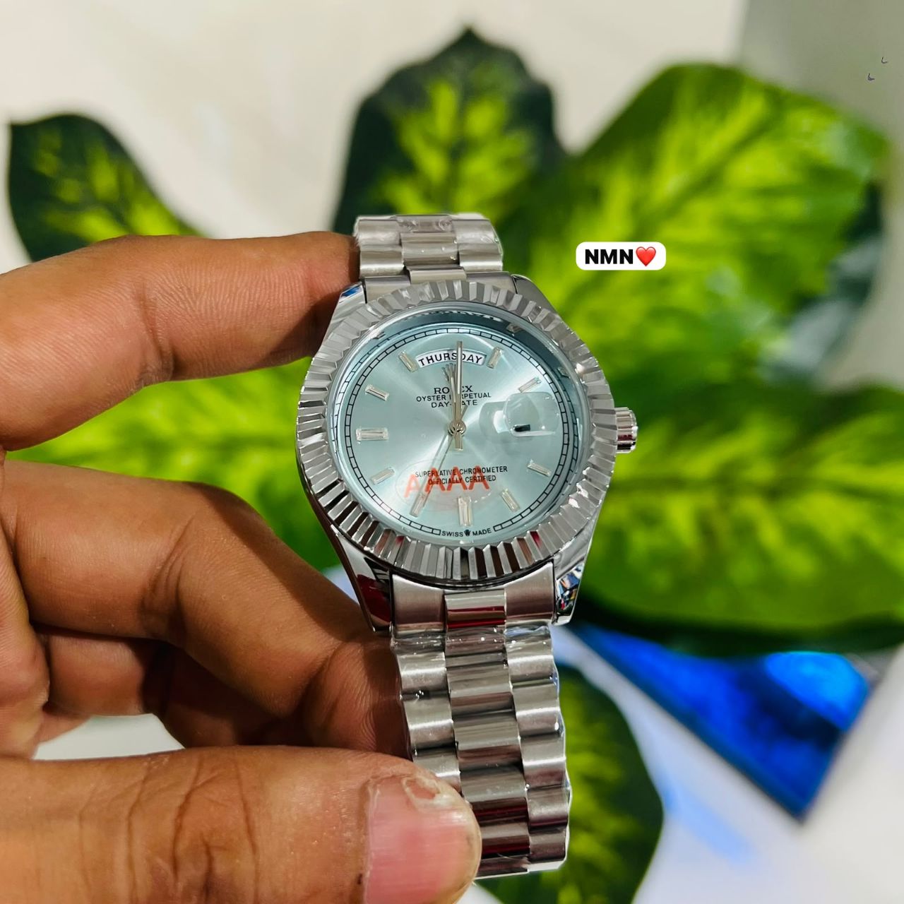 Watch rolex silver mutation blue