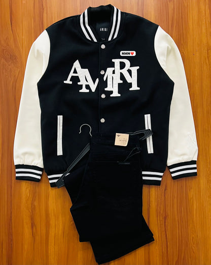 Jacket varsity amiri white black