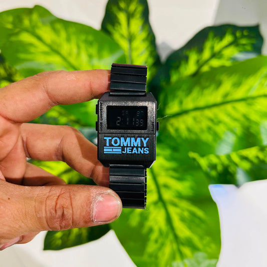 Watch tommy black digital elastic strap