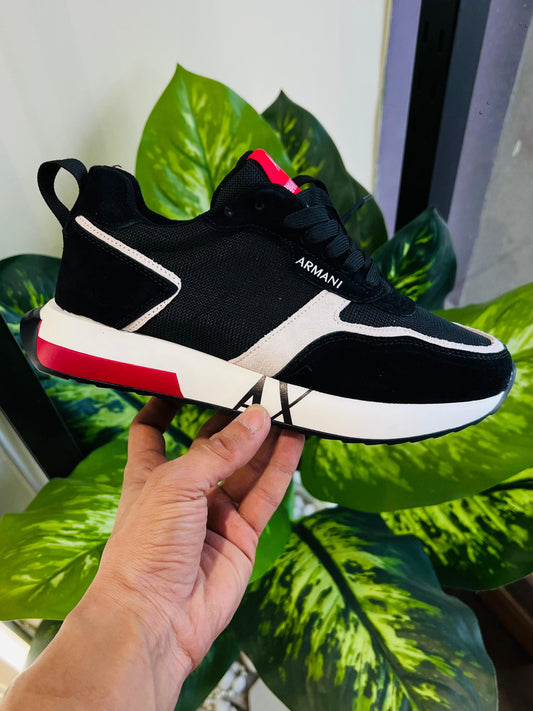 Shoes armani exchange black white red matching