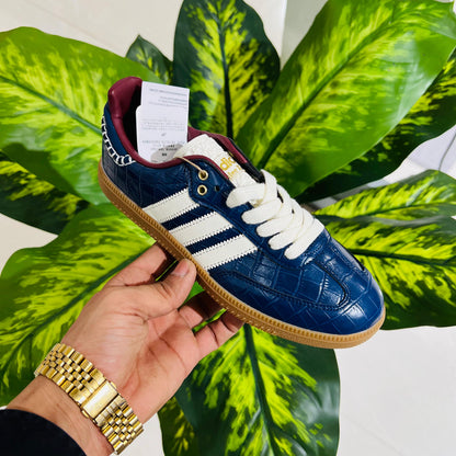 Shoes adidas leather Wales Bonner x adidas Samba OG 'Croc - Collegiate Navy' blue