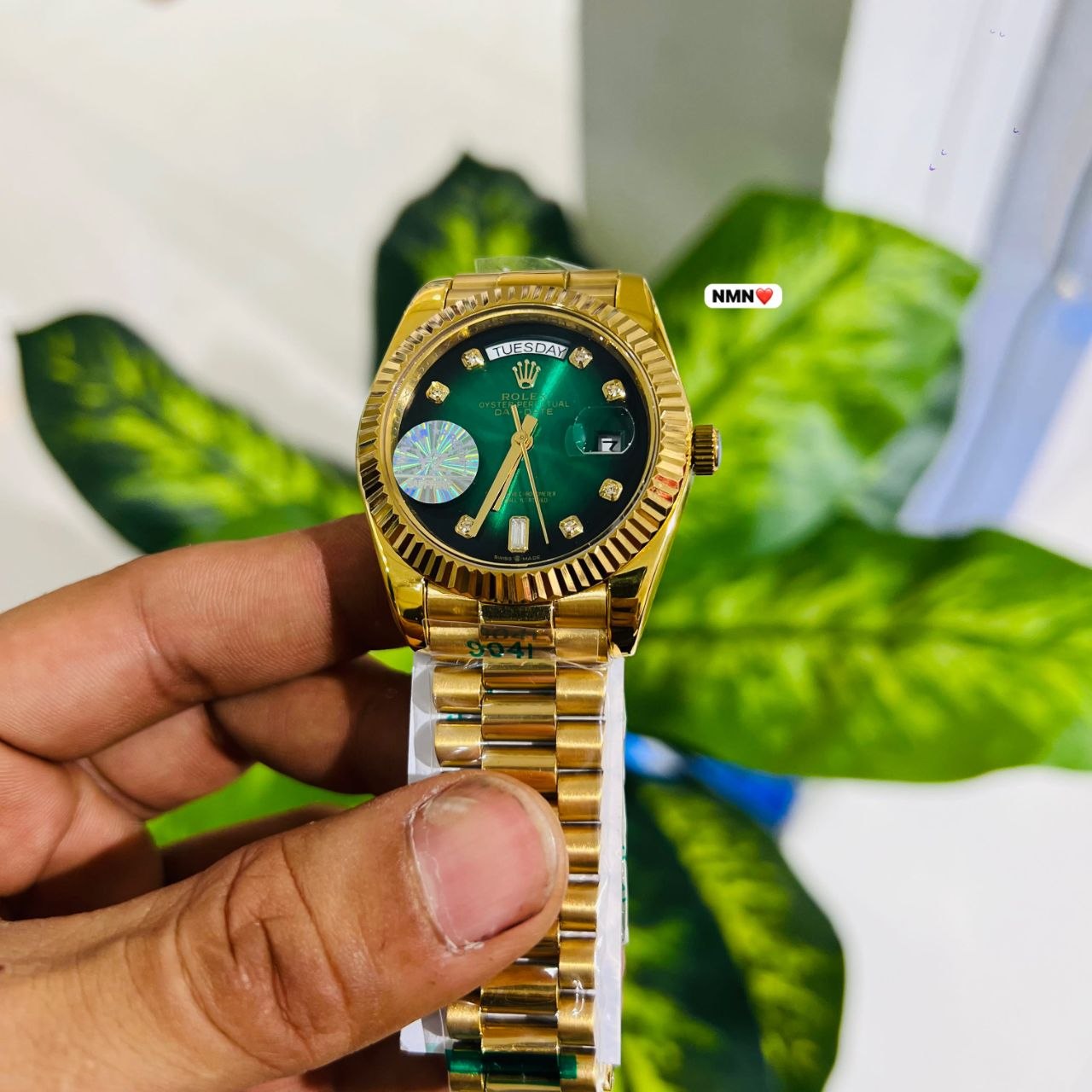 Watch premium rolex gold green