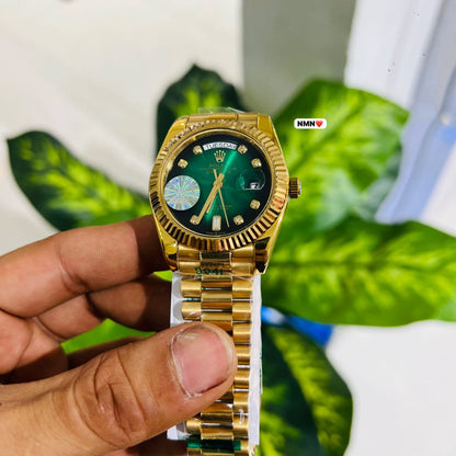 Watch premium rolex gold green