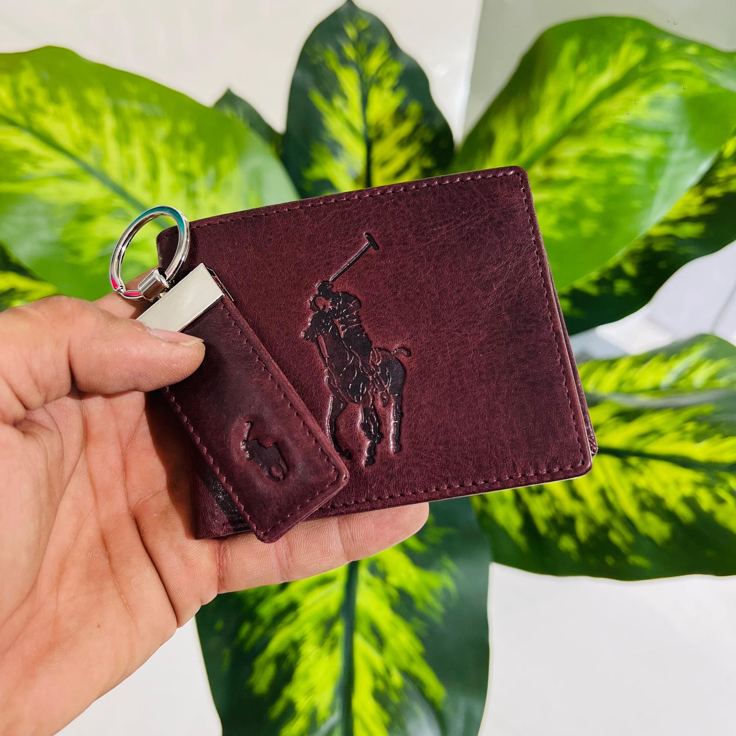 Wallet polo wine red with key ring