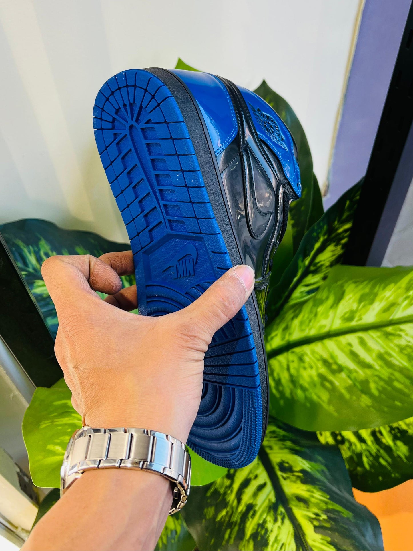 Shoes nike air jordan 1 blue black patent