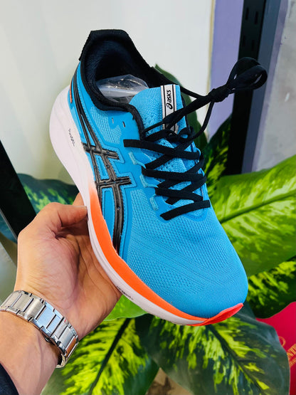 Shoes asics blue fluorescent running