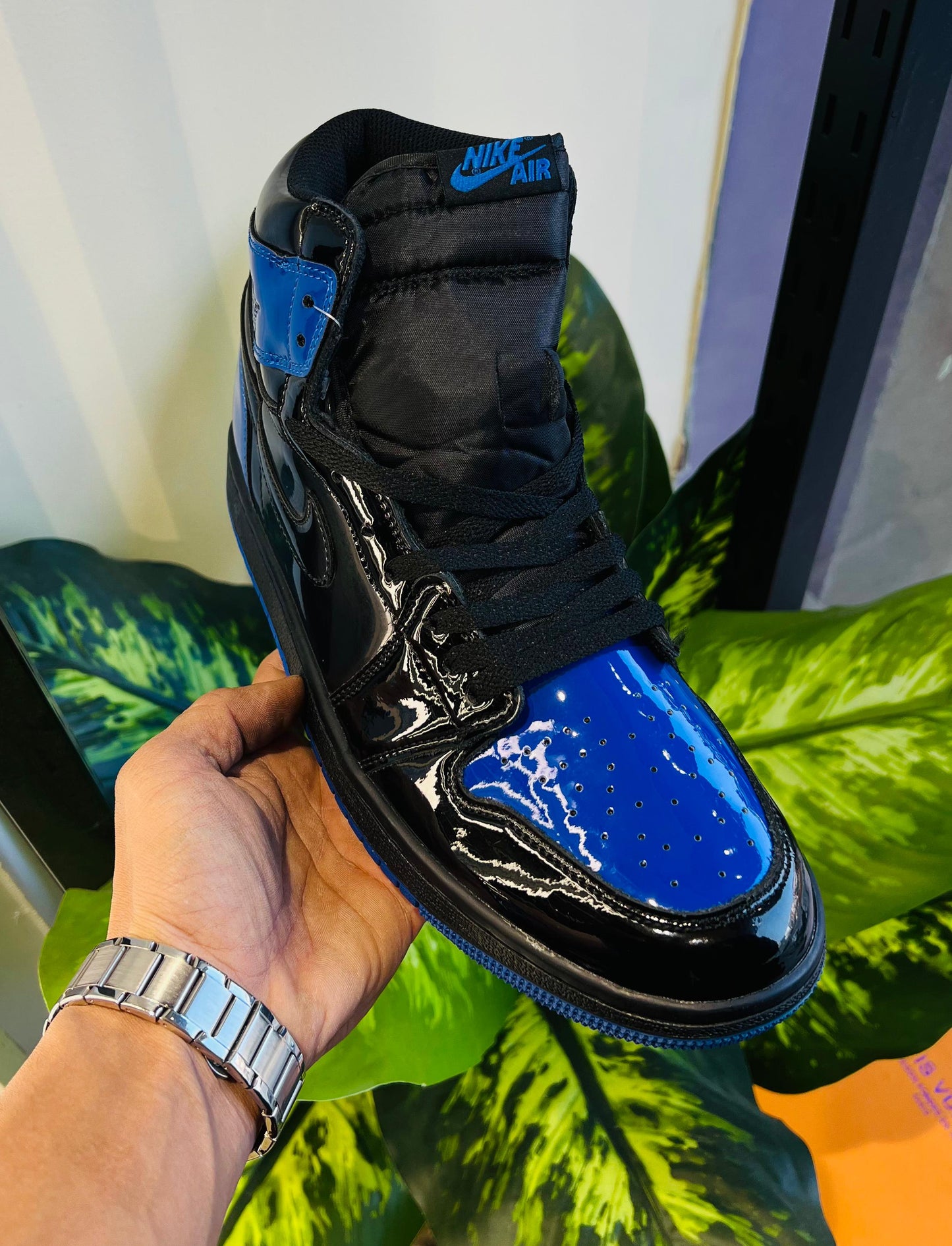 Shoes nike air jordan 1 blue black patent