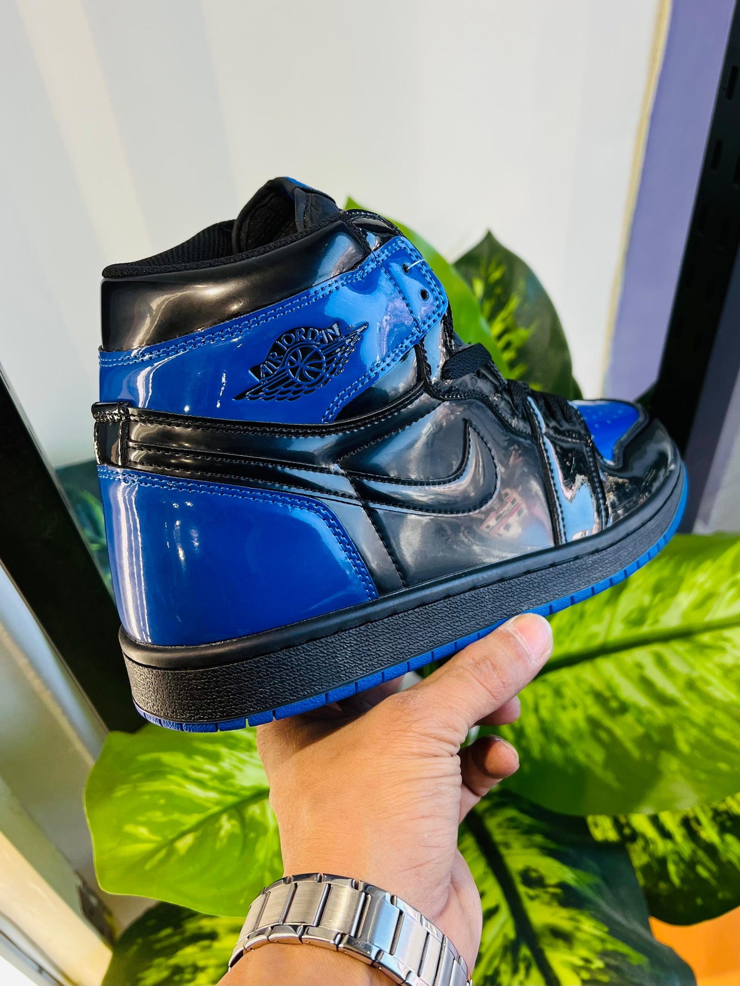 Shoes nike air jordan 1 blue black patent