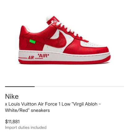 Shoes nike airforce 1 lv red monogram print