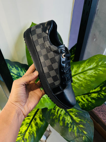 Shoes lv print black sneaker check pattern