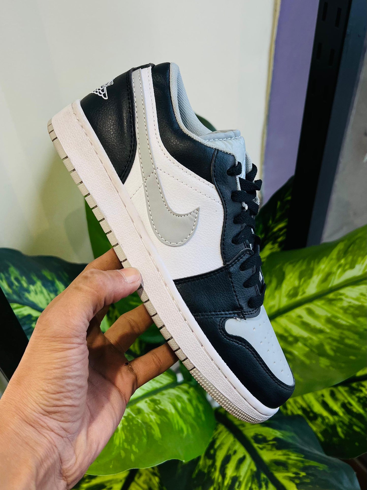 Shoes nike air jordan 1 low black grey swoosh