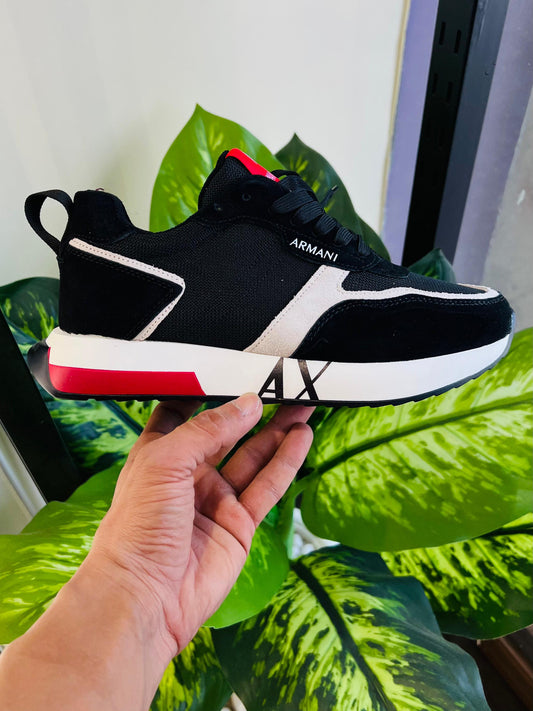 Shoes armani exchange black white red matching