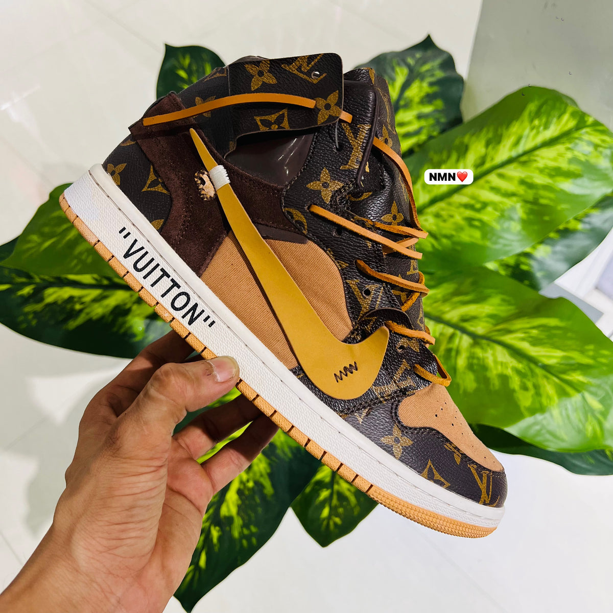 Shoes nike air jordan 1 high x lv leather laces