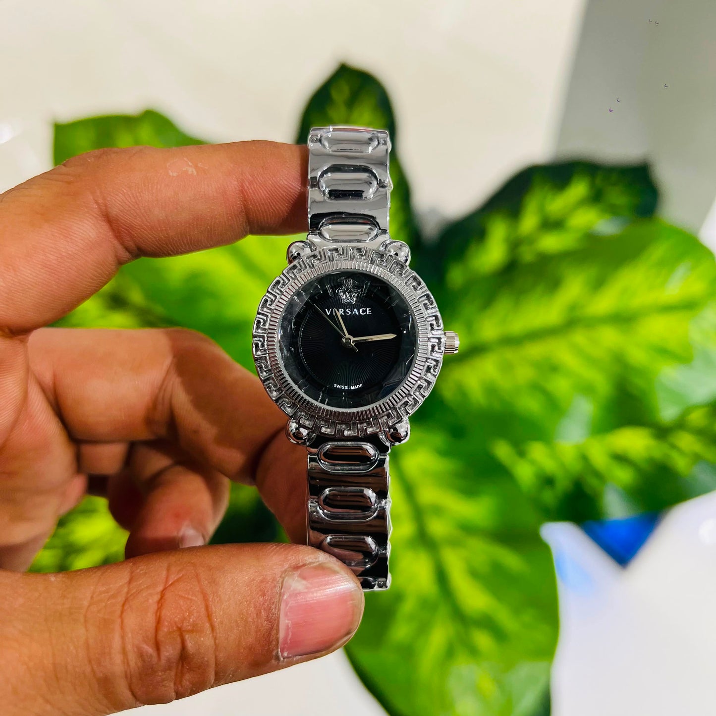 Girls watch versace silver black