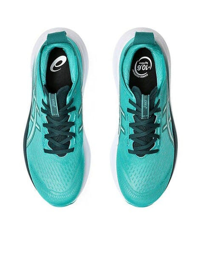 Shoes asics running gel nimbus 27 saxon green wave teal colour