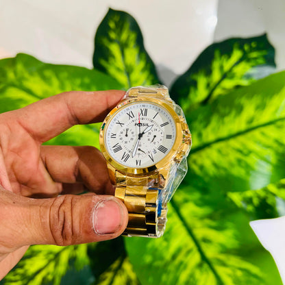 Watch fossil gold white