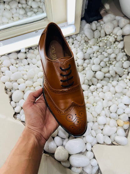 Formal belly brogue tan