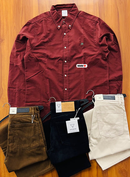 Shirt solid colour. Blast wash. Peach soft. Oxford fabric ( feels like velvet smooth ) so fckn damn awesome. Quality is speaking