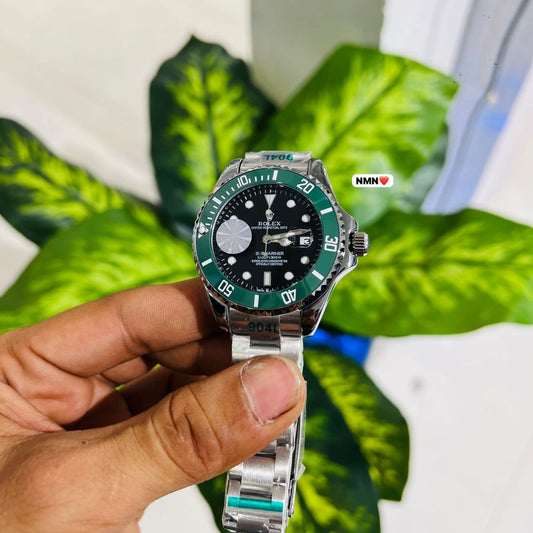 Watch premium rolex submariner gold green black