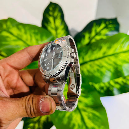 Watch rolex silver dark grey