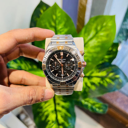 Watch breitling silver black