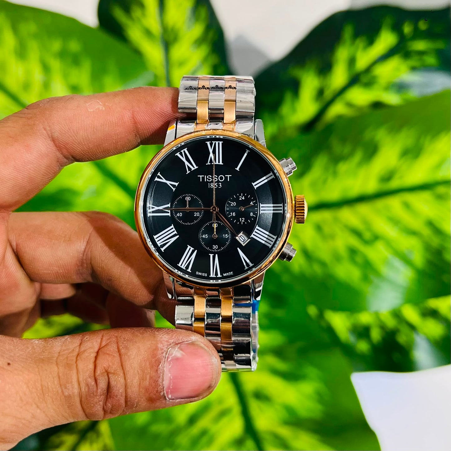 Watch tissot silver rose gold black