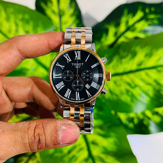 Watch tissot silver rose gold black